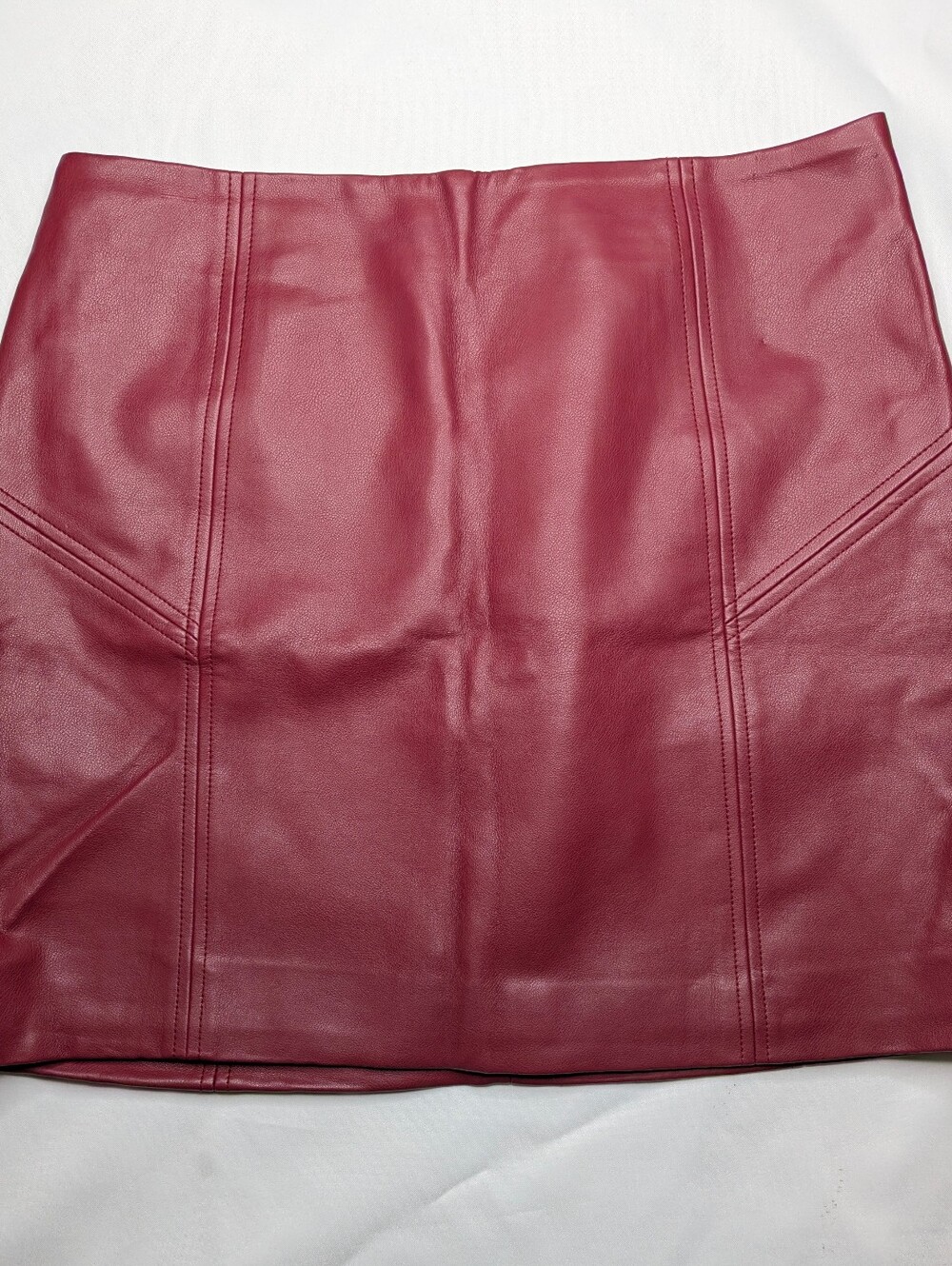 Y2K Bagatelle Soft Faux Leather Maroon Skirt Womens Size M Lined Talon Zipper